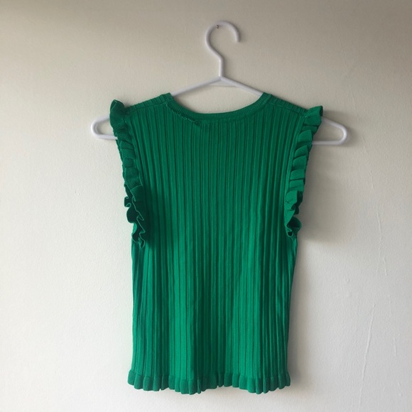 Zara Green Ribbed Knit sleeveless top - Picture 2 of 3